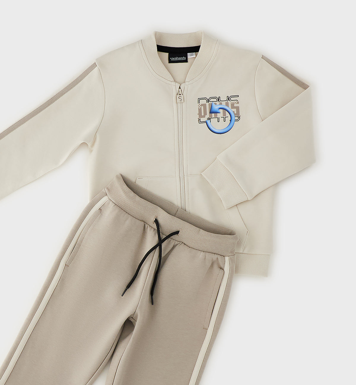 Tuta Bambino Sarabanda Beige con Felpa con Zip e Pantalone