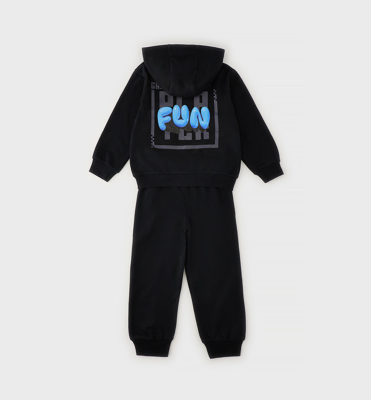 Completo Tuta Bambino Sarabanda Nero con Felpa con Cappuccio e Pantaloni