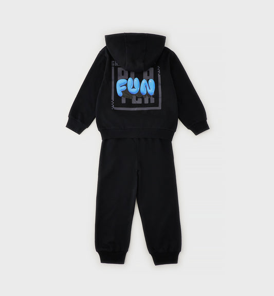 Completo Tuta Bambino Sarabanda Nero con Felpa con Cappuccio e Pantaloni