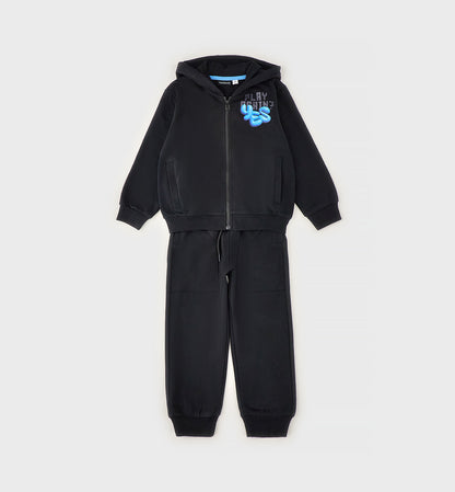 Completo Tuta Bambino Sarabanda Nero con Felpa con Cappuccio e Pantaloni