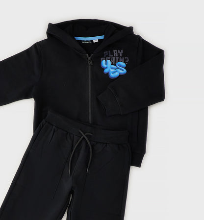 Completo Tuta Bambino Sarabanda Nero con Felpa con Cappuccio e Pantaloni