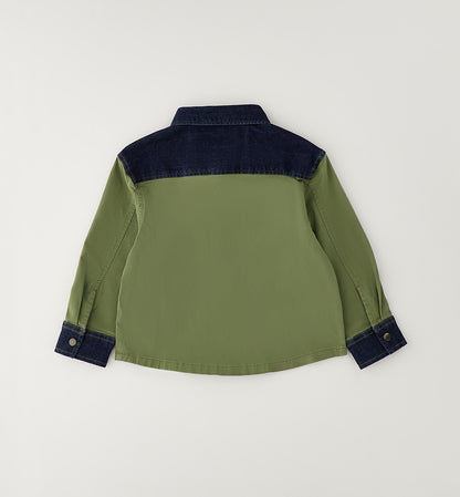 Camicia Bambino Sarabanda Verde Militare e Denim – Modello Trendy