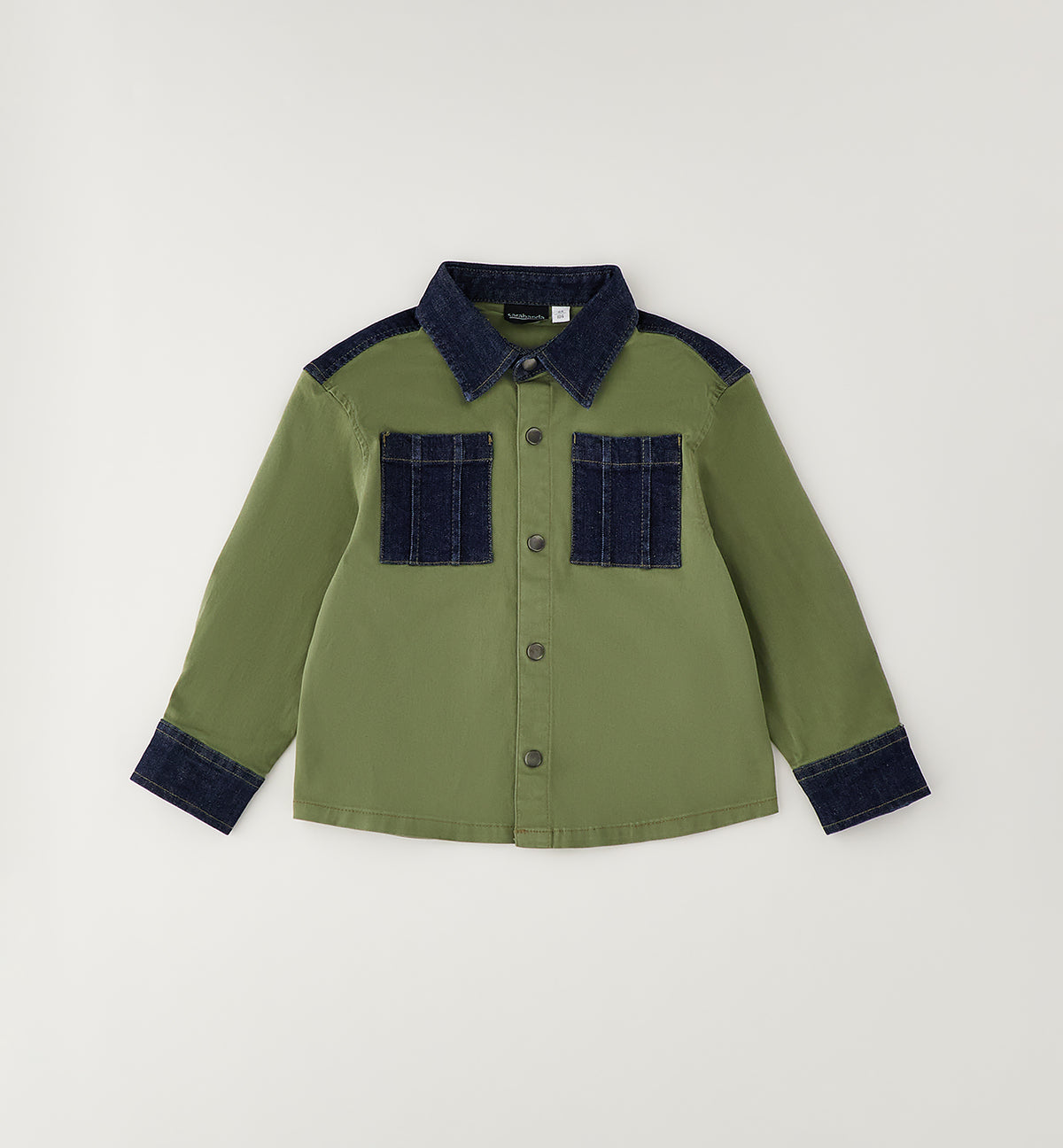 Camicia Bambino Sarabanda Verde Militare e Denim – Modello Trendy
