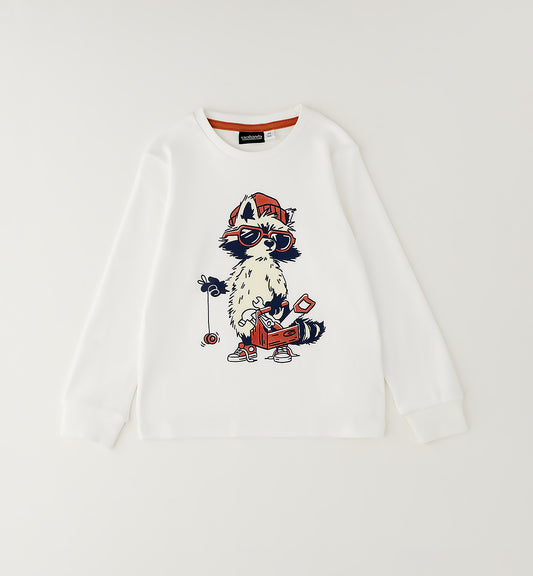 Maglietta Bambino Sarabanda Bianca con Stampa Simpatica – Girocollo