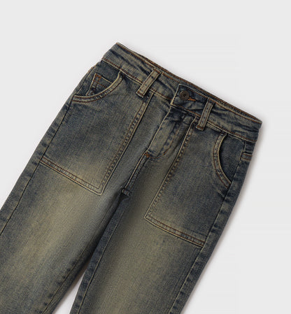 Jeans Bambino Sarabanda Wide Fit Denim Slavato Stretch – Vita Regolabile