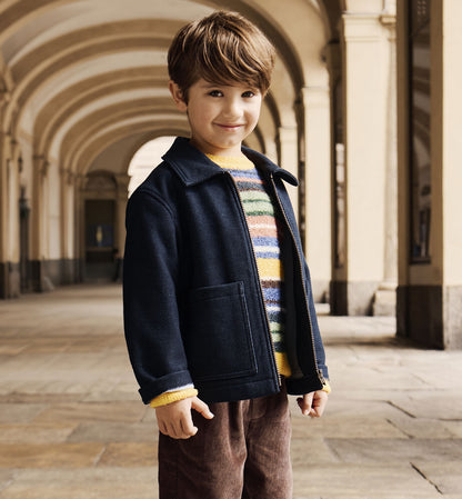 Giacchetto Bambino Blu Navy con Collo e Zip – Modello Box Versatile