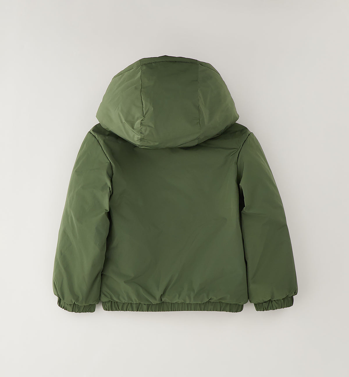Giubbotto Reversibile Verde Bambino Foderato con Cappuccio e Bottoni a Pressione