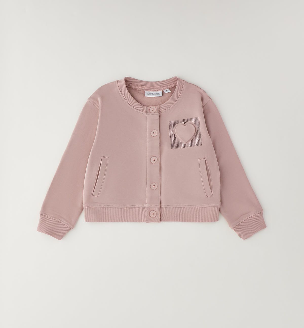 Felpa Bambina Sarabanda Light Pink con Cuore e Brillantini – Girocollo