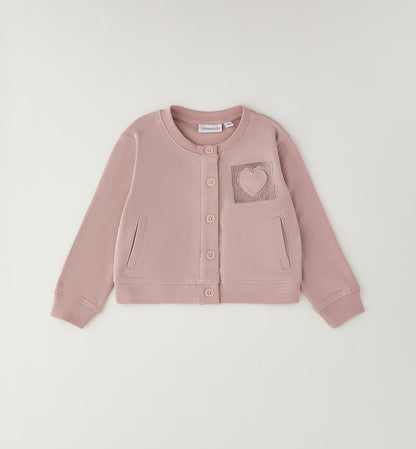 Felpa Bambina Sarabanda Light Pink con Cuore e Brillantini – Girocollo