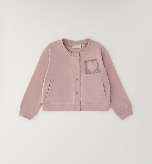 Felpa Bambina Sarabanda Light Pink con Cuore e Brillantini – Girocollo