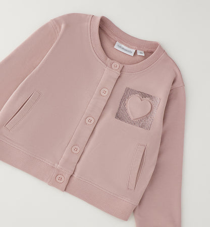 Felpa Bambina Sarabanda Light Pink con Cuore e Brillantini – Girocollo