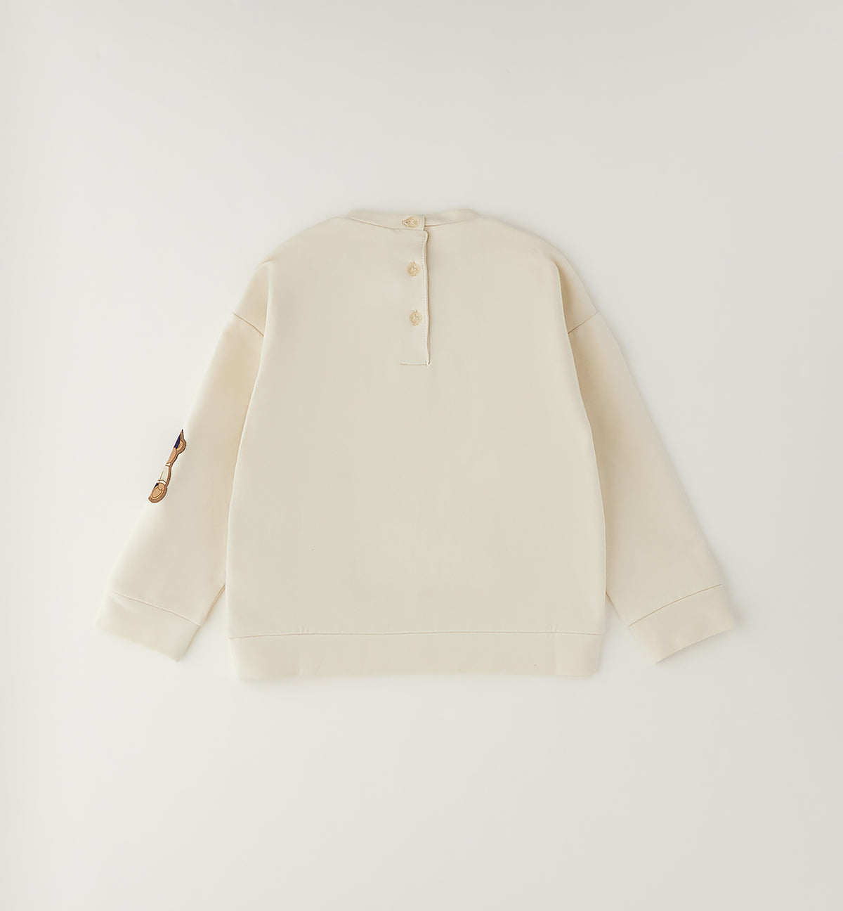 Felpa Bambina Oversized Beige con Orso – Girocollo e Vestibilità Comoda