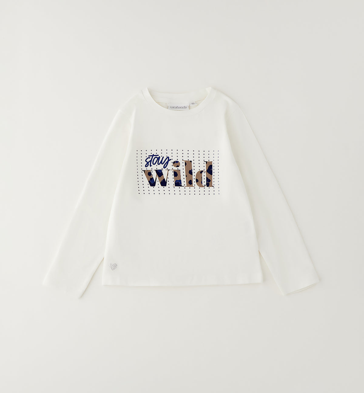 T-Shirt Sarabanda Bambina Off White con Stampa e Brillantini