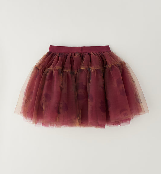 Gonna Bambina Sarabanda in Tulle Bordeaux con Elastico in Vita