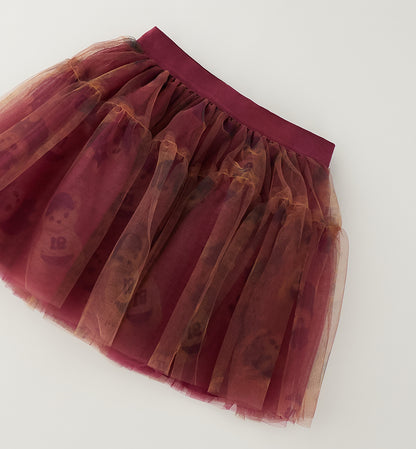 Gonna Bambina Sarabanda in Tulle Bordeaux con Elastico in Vita