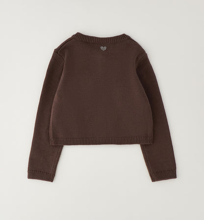 Cardigan Bambina Sarabanda Marrone Morbido con Orsetto Beige e Rosa
