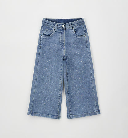Jeans Bambina Sarabanda Wide Leg con Brillantini – Jeans Chiaro