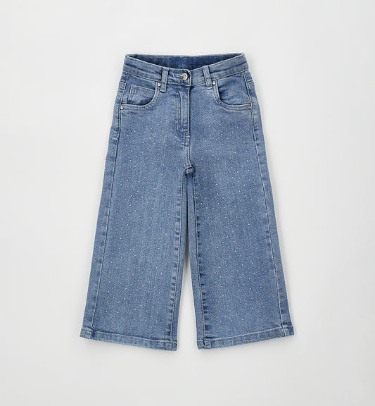 Jeans Bambina Sarabanda Wide Leg con Brillantini – Jeans Chiaro