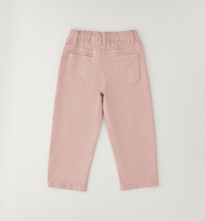Jeans Bambina Rosa Modello Barrel Stretch con Vita Regolabile Sarabanda