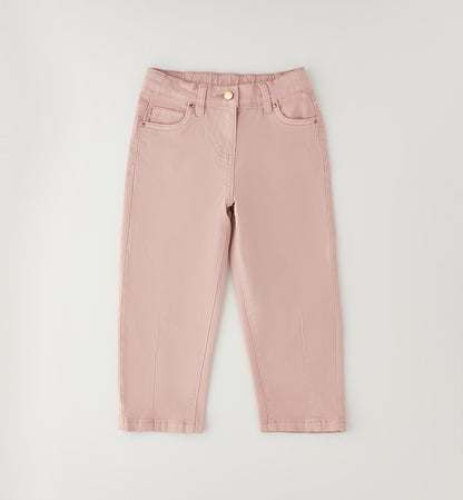 Jeans Bambina Rosa Modello Barrel Stretch con Vita Regolabile Sarabanda