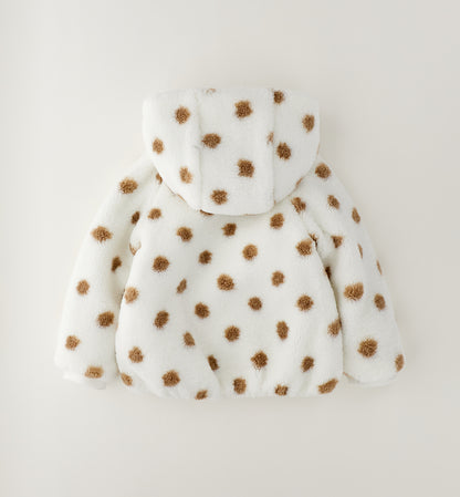 Piumino Reversibile Bambina Sarabanda Panna e Maculato – 2 in 1 con Cappuccio