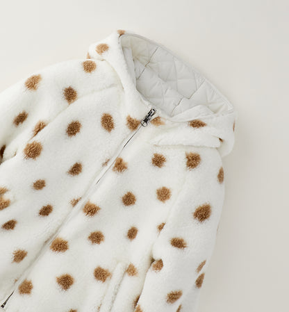 Piumino Reversibile Bambina Sarabanda Panna e Maculato – 2 in 1 con Cappuccio