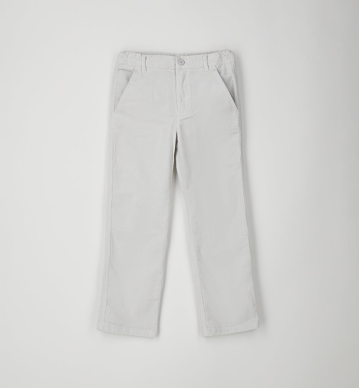 Pantalone Bambino Sarabanda in Velluto a Costine Grigio Chiaro – Vita Regolabile