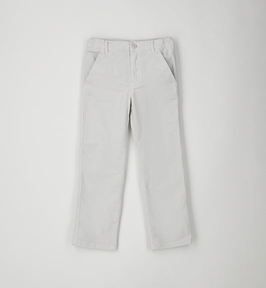 Pantalone Bambino Sarabanda in Velluto a Costine Grigio Chiaro – Vita Regolabile