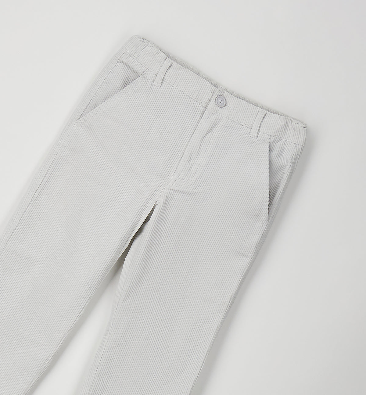 Pantalone Bambino Sarabanda in Velluto a Costine Grigio Chiaro – Vita Regolabile