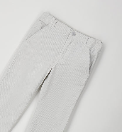 Pantalone Bambino Sarabanda in Velluto a Costine Grigio Chiaro – Vita Regolabile
