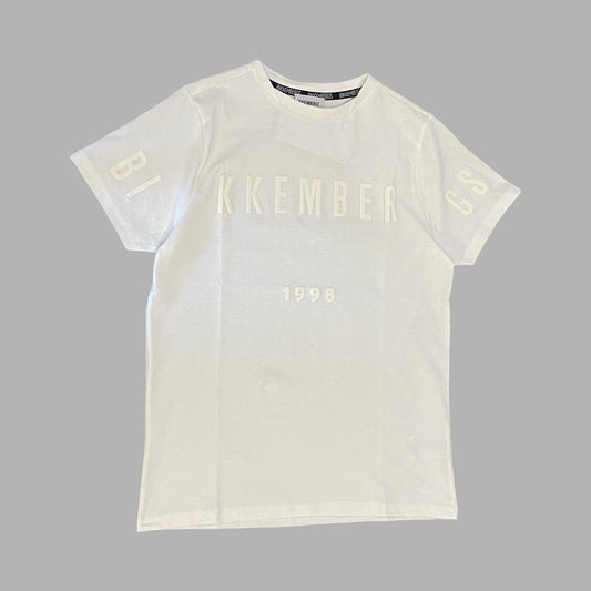 T-Shirt Bikkembergs Bianca con Logo Centrale in Rilievo