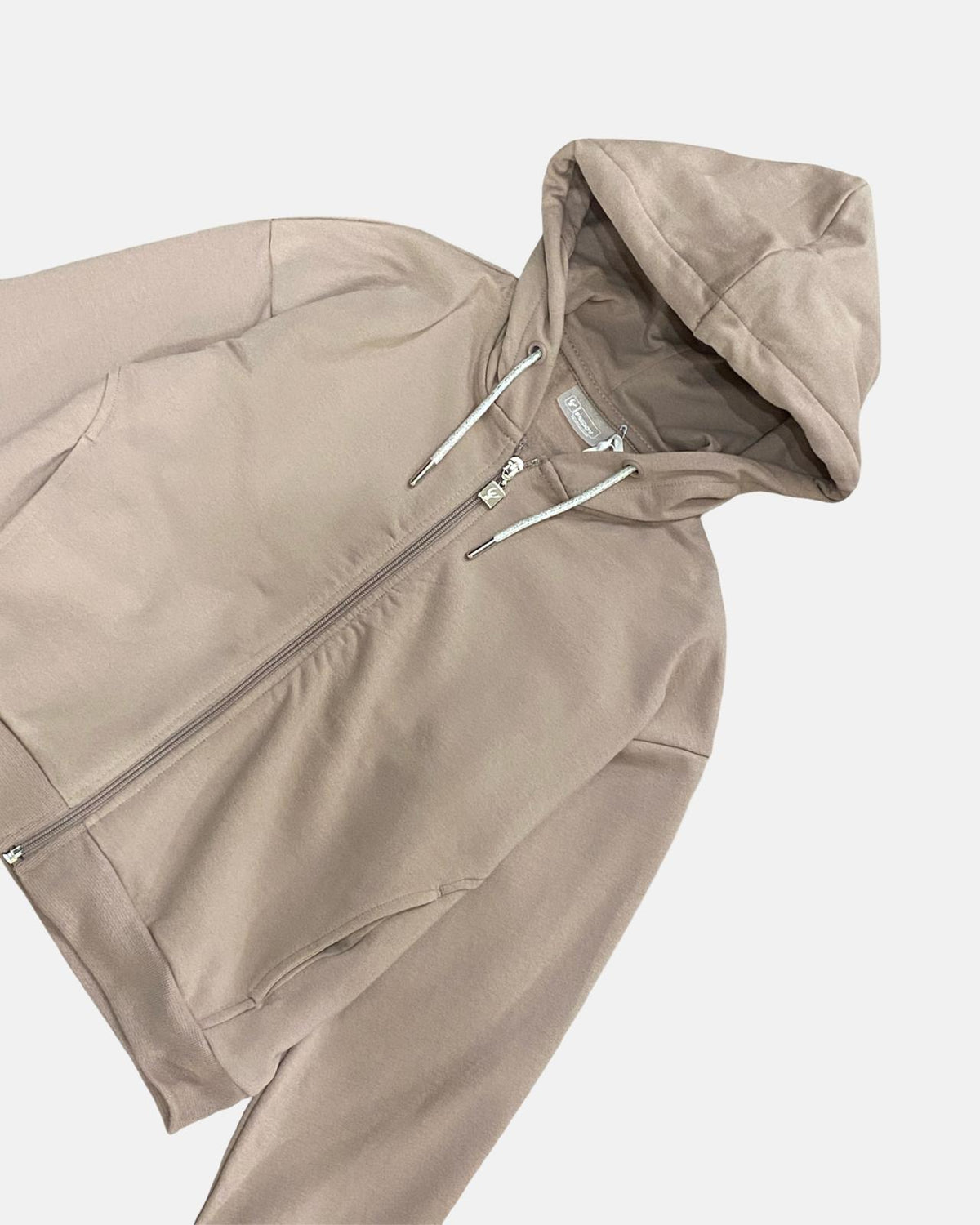 Felpa Ragazza Freddy Beige Oversize con Cappuccio e Cerniera