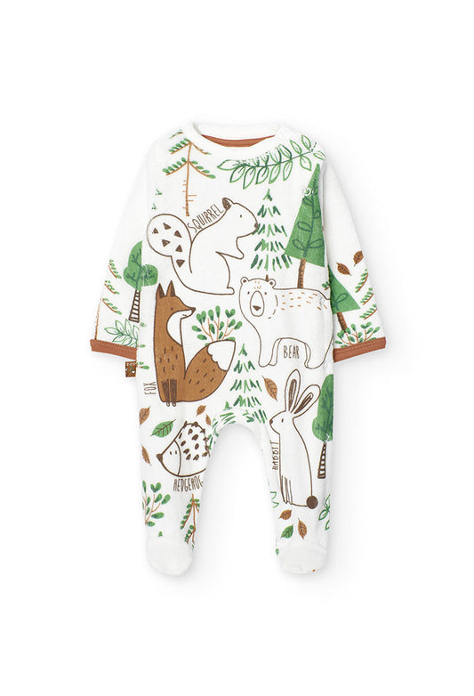 White velvet baby romper with Boboli print 129103