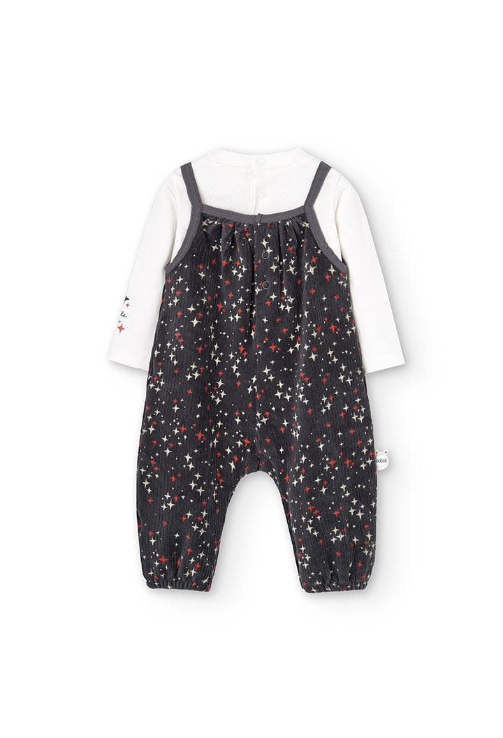 2-piece set bodysuit + overalls with printed Boboli star detail art.149060