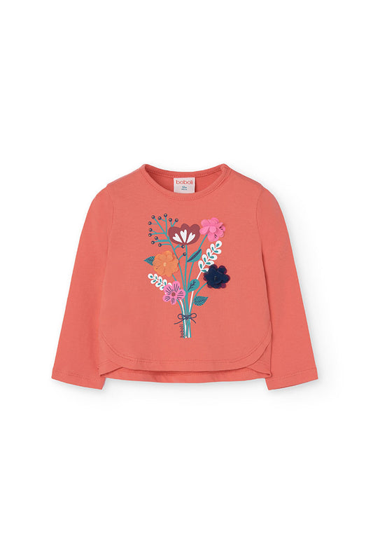 Cotton T-shirt for Girls in Orange Boboli 209023