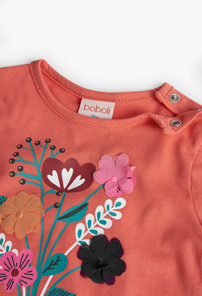 Cotton T-shirt for Girls in Orange Boboli 209023