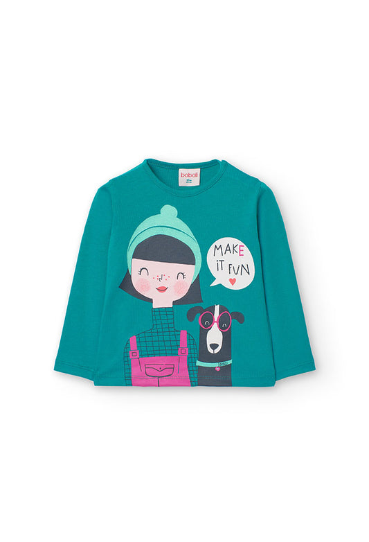 Turquoise Cotton T-Shirt for Baby Girl Boboli 299044tur