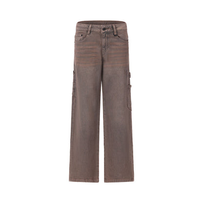 Jeans Ragazzo Retour Oversized Ruggine in Denim Stretch con Vita Regolabile