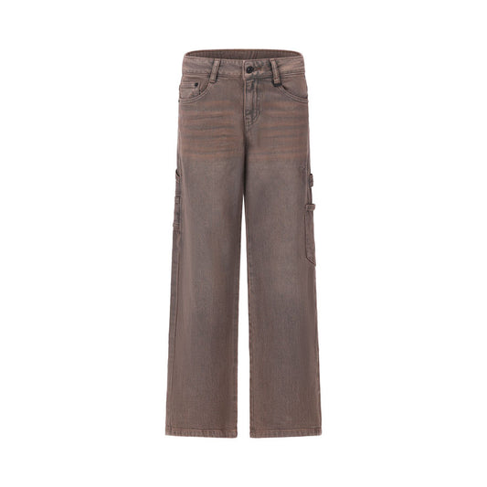 Jeans Ragazzo Retour Oversized Ruggine in Denim Stretch con Vita Regolabile