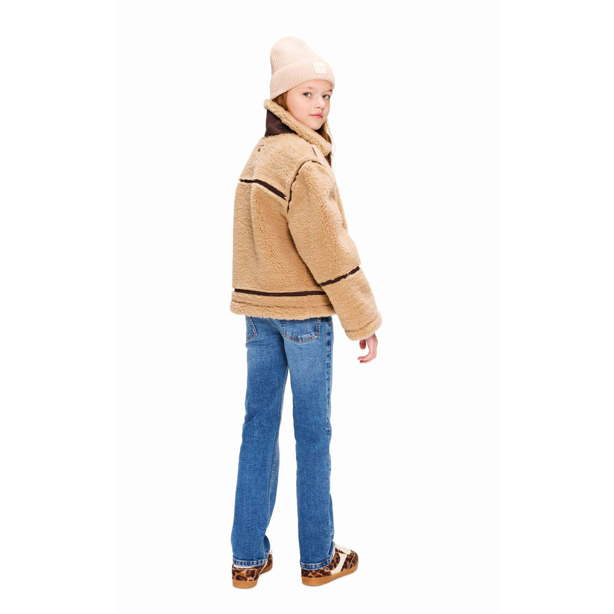 Giubbotto Ragazza Retour Teddy Beige con Cerniera – Modello Box Trendy