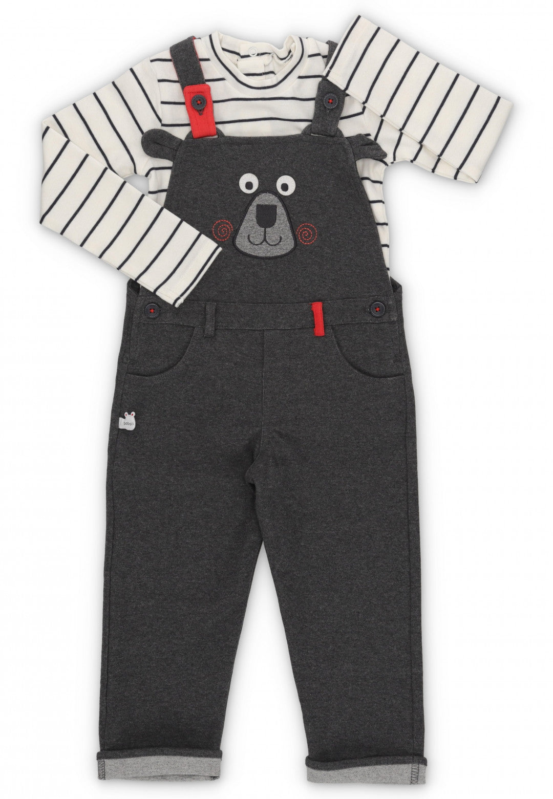 Baby boy's cotton bodysuit and overalls set with striped print 149105