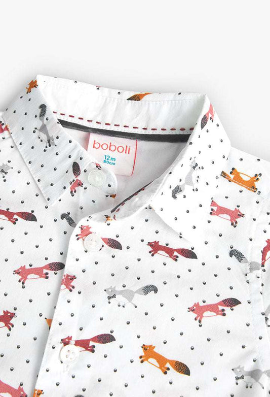 Camicia in popeline stampata con animali per Bambino da 18mesi a 8anni Boboli 719018