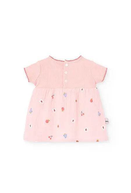 Abito in maglia per bambina in colore rosa con stampa floreale per neonata Boboli 101091 - OOPS by BabyBimbo 0-16