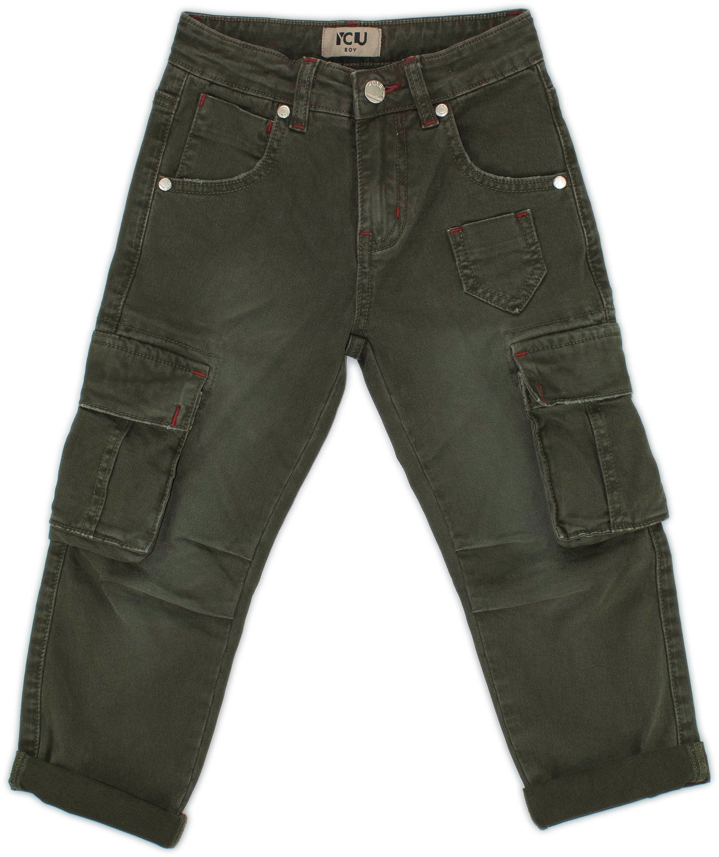 Pantalone con tasconi Verde Militare per bambino da 3anni a 7anni Y-Clù BYB10402