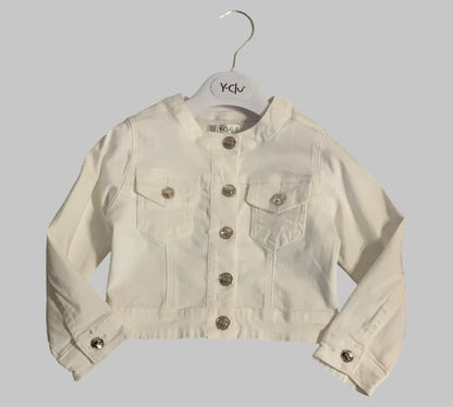 Giubbino Denim Bianco per bambina da 3anni a 8anni Y-Clù 340CYFBS25 OOPS by BabyBimbo 0-16