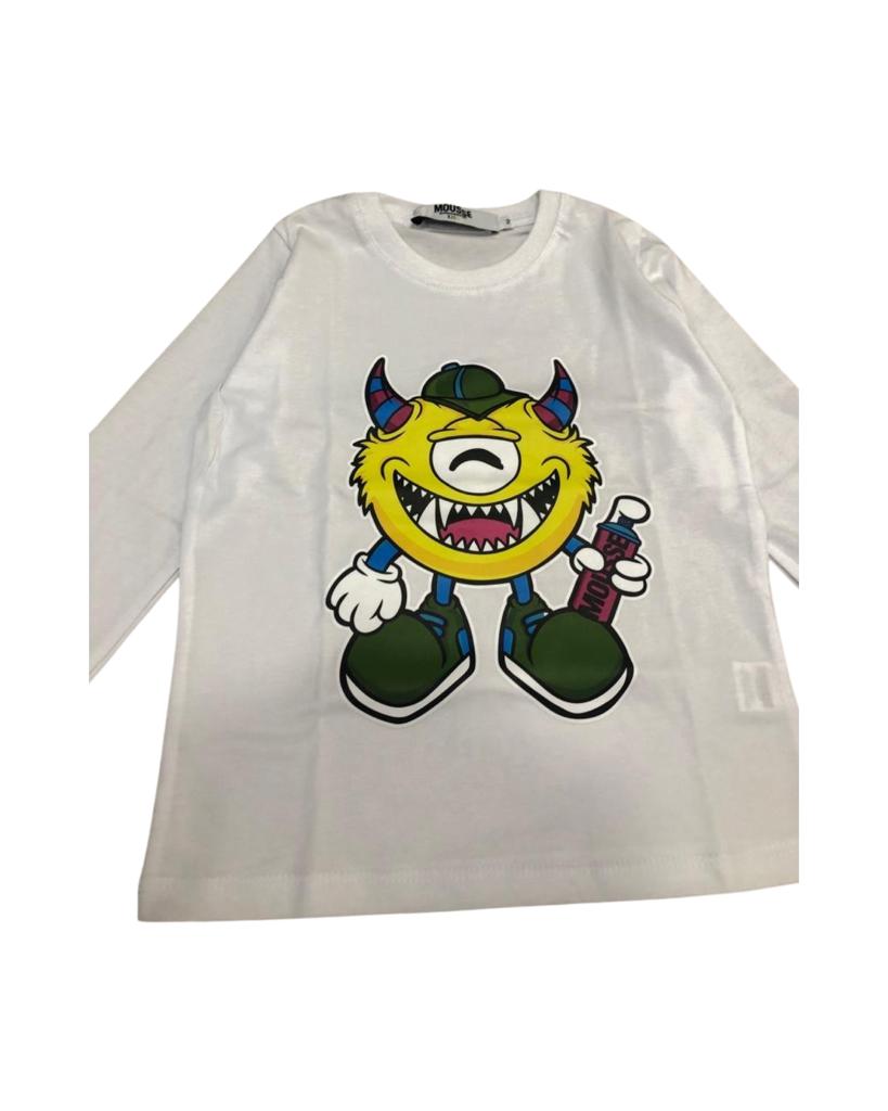 maglietta , Maglietta girocollo stampata "Big Monster" per bambino da 2anni a 10anni Mousse XKTL310W1 - BabyBimbo 0-16, abbigliamento bambini