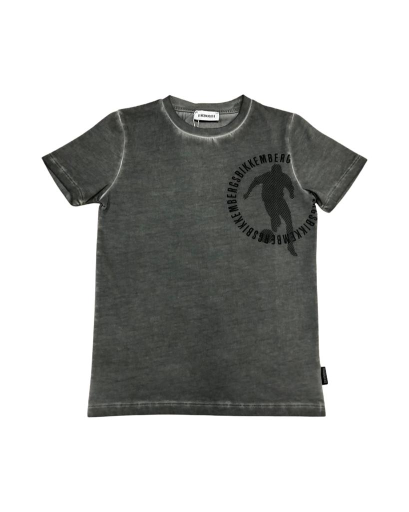 Maglietta , Maglietta di cotone grigio per Ragazzo manica corta 8anni-16anni Bikkembergs BK1816 - BabyBimbo 0-16, abbigliamento bambini