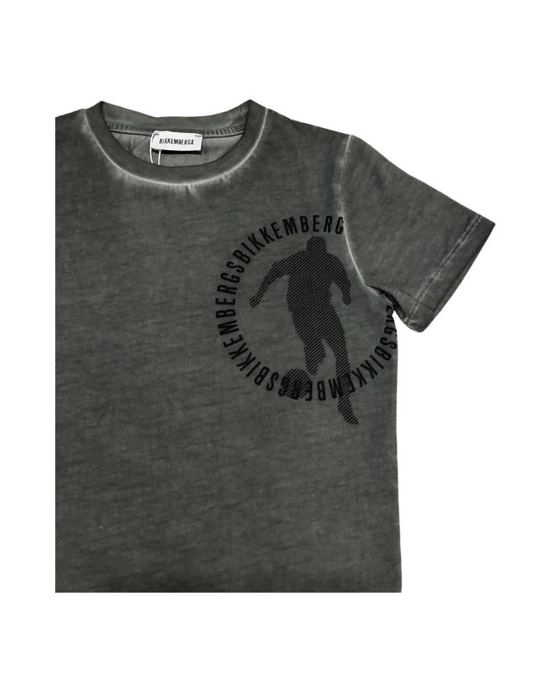 Maglietta , Maglietta di cotone grigio per Ragazzo manica corta 8anni-16anni Bikkembergs BK1816 - BabyBimbo 0-16, abbigliamento bambini