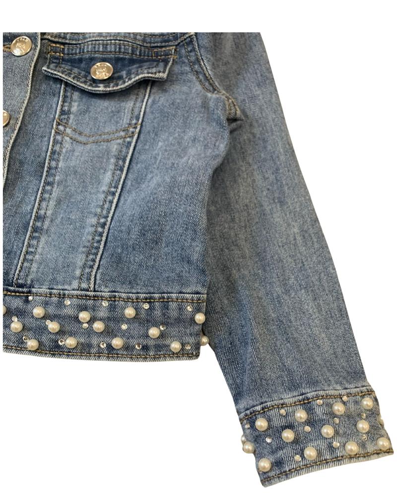 Giacca Jeans con perle per Bambina da 3 a 7anni Y-Clù YEB017