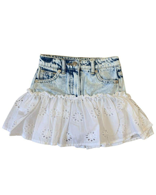 Gonna Jeans Pizzo per Bambina da 3 a 7anni Y-Clù YB21404 - OOPS by BabyBimbo 0-16